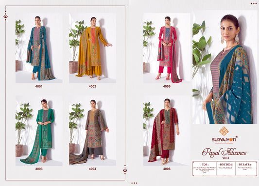 Payal Advance Vol 4 Suryajyoti Modal Silk Readymade Pant Style Suits Wholesaler Gujarat