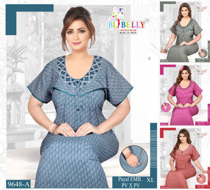 Payal Embroidery Belly Pv Night Gowns Wholesale