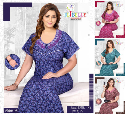 Payal Embroidery Belly Pv Night Gowns Wholesale