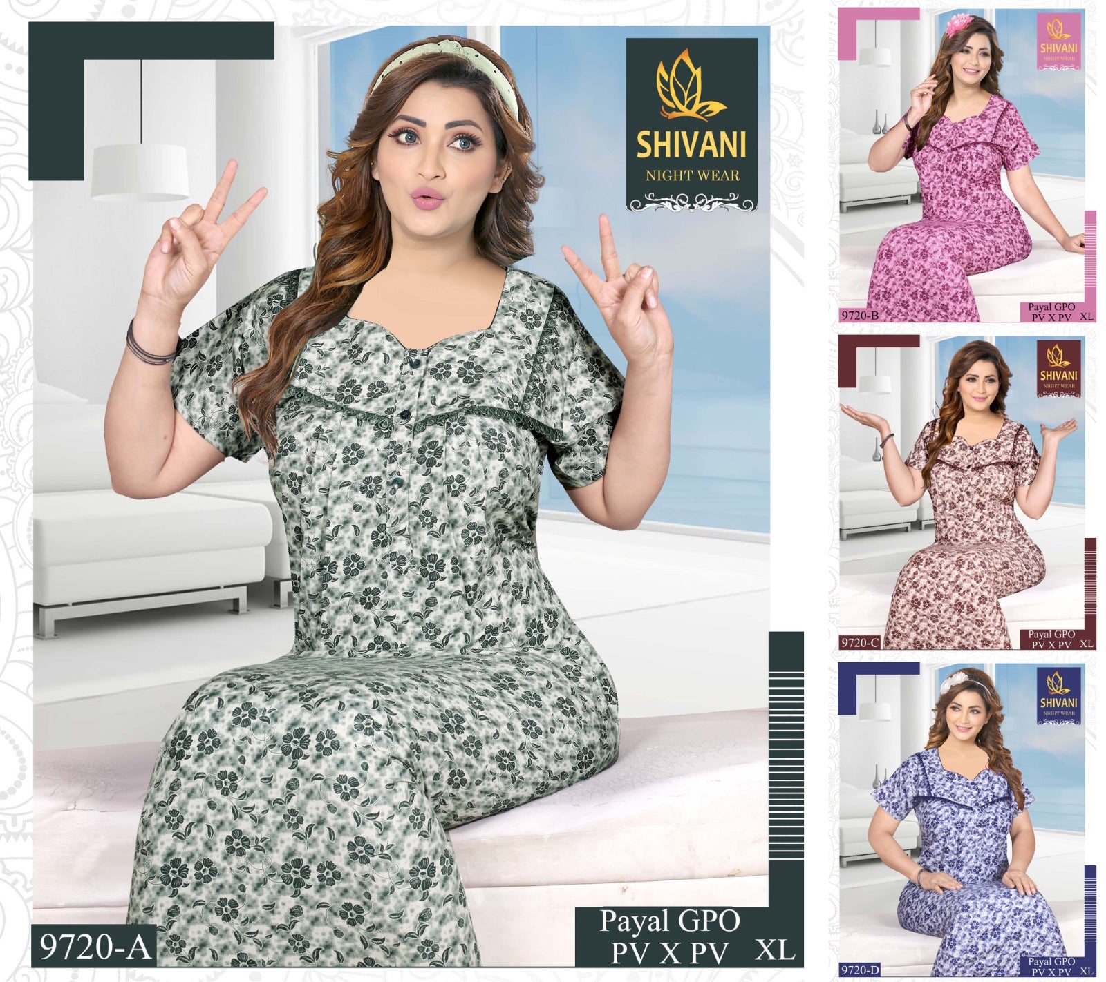 Payal Gpo Shivani Pv Night Gowns Manufacturer Ahmedabad