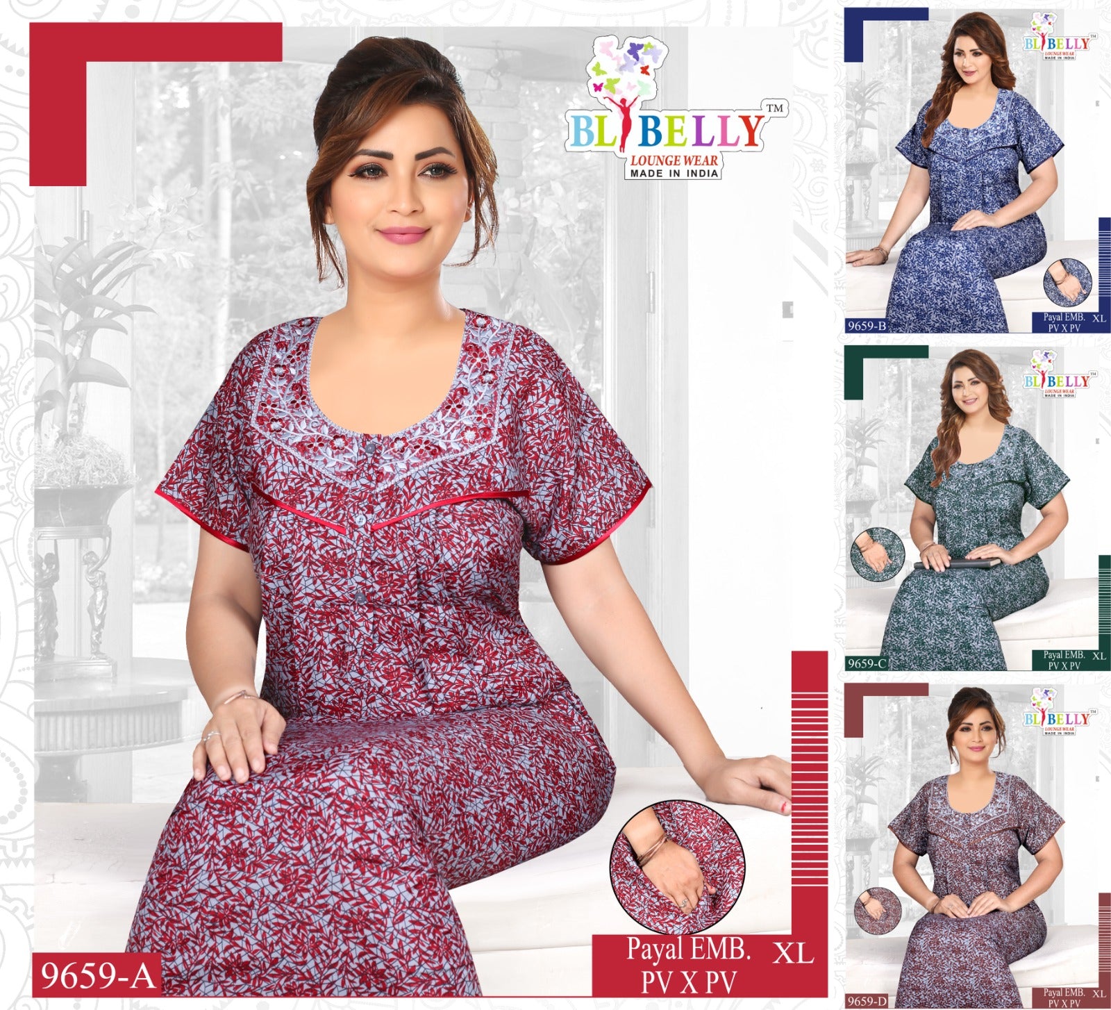 Payal Neck Belly Pv Night Gowns Supplier Ahmedabad