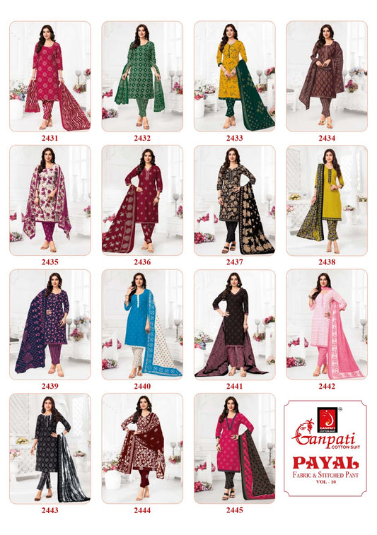 Payal Pant Vol 10 Ganpati Cotton Readymade Suits Wholesaler India