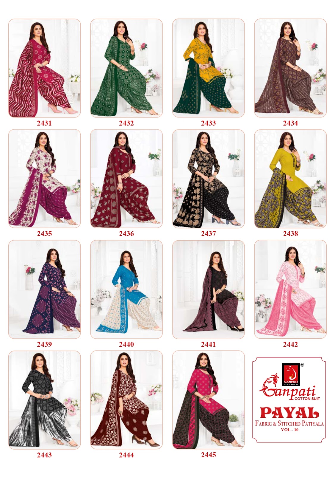 Payal Patiyala Vol 10 Ganpati Cotton Readymade Suits Wholesale Price