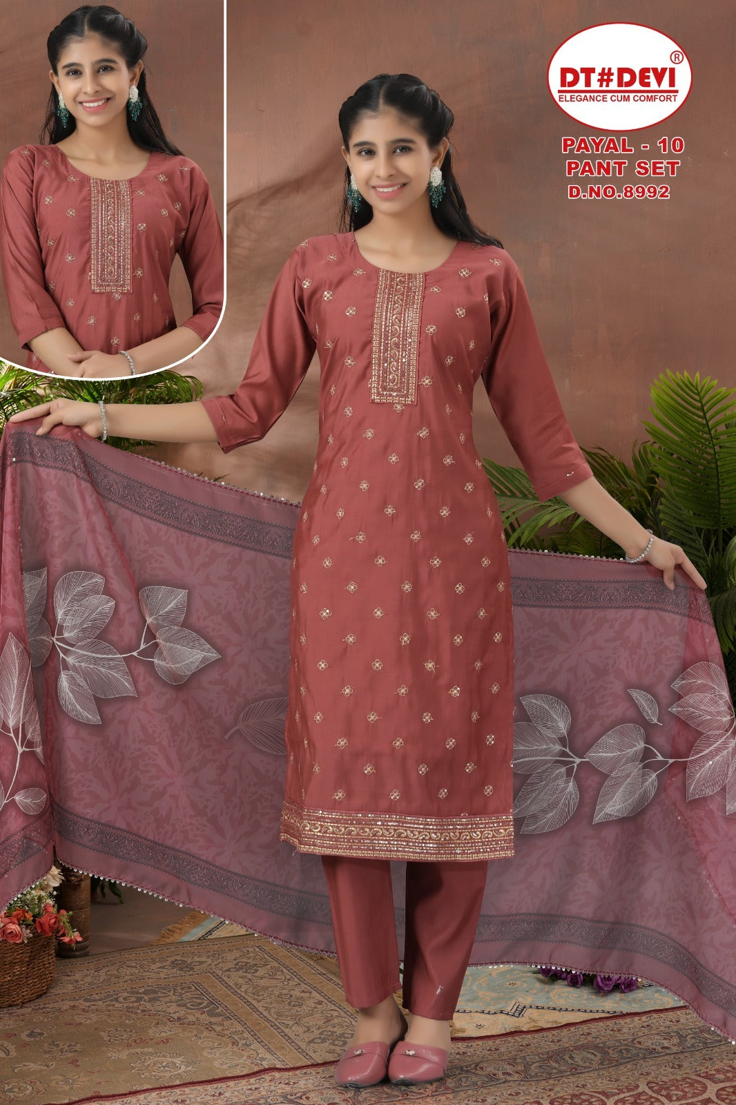 Payal Vol 10 Dn 8992 Dt Devi Roman Girls Readymade Pant Suits Manufacturer Gujarat