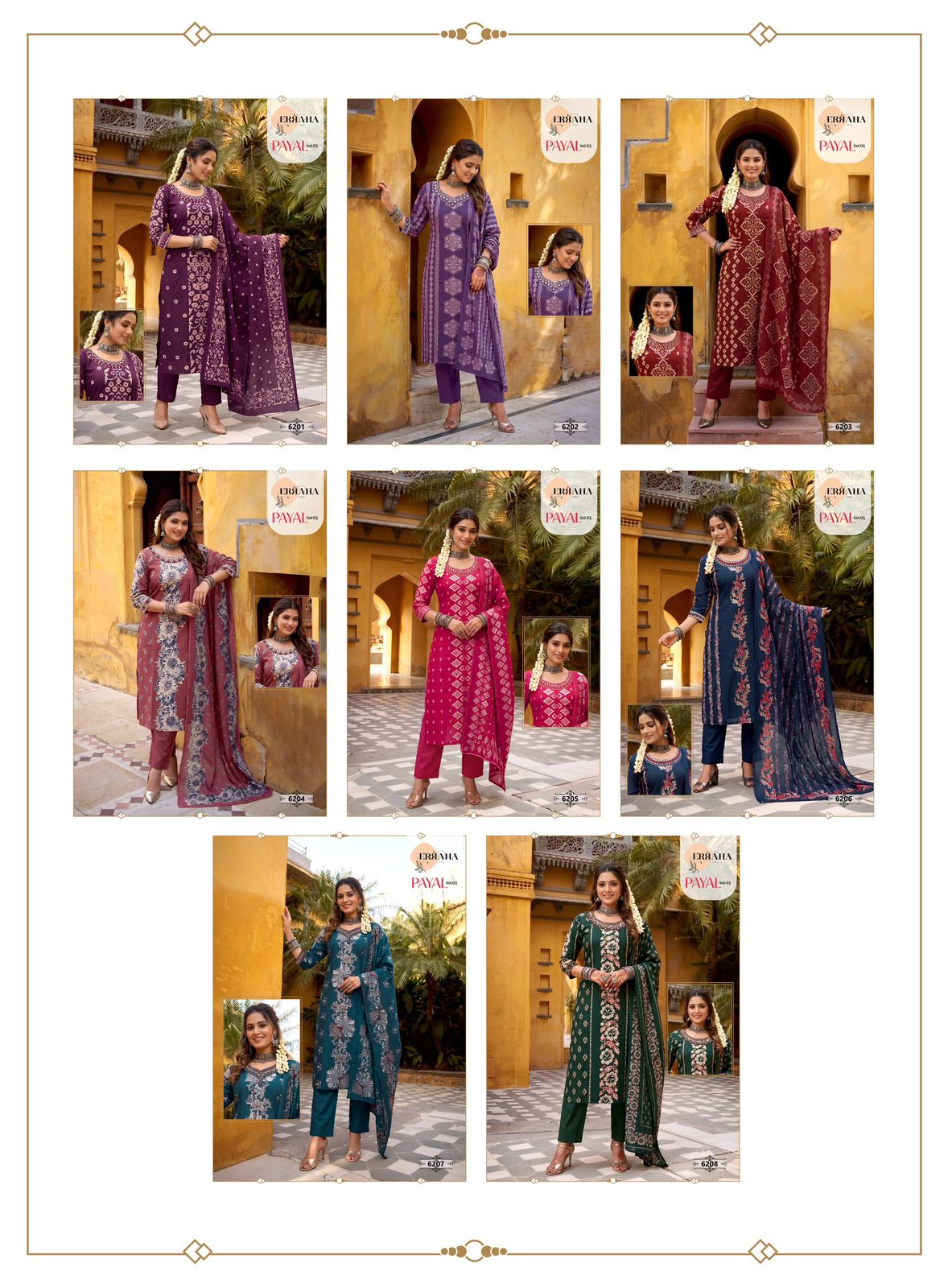 Payal Vol 1 Erraha Vetican Readymade Pant Style Suits Exporter Ahmedabad