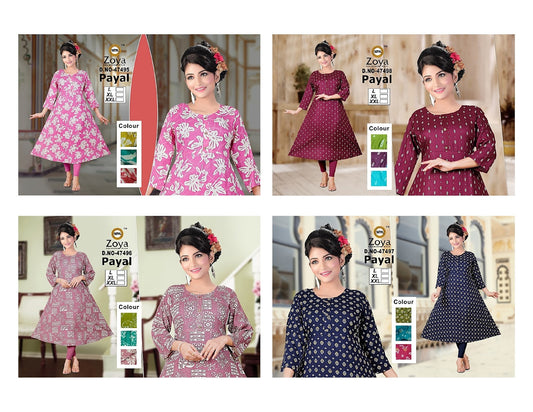 Payal Zoya Rayon Anarkali Kurtis Wholesaler Ahmedabad