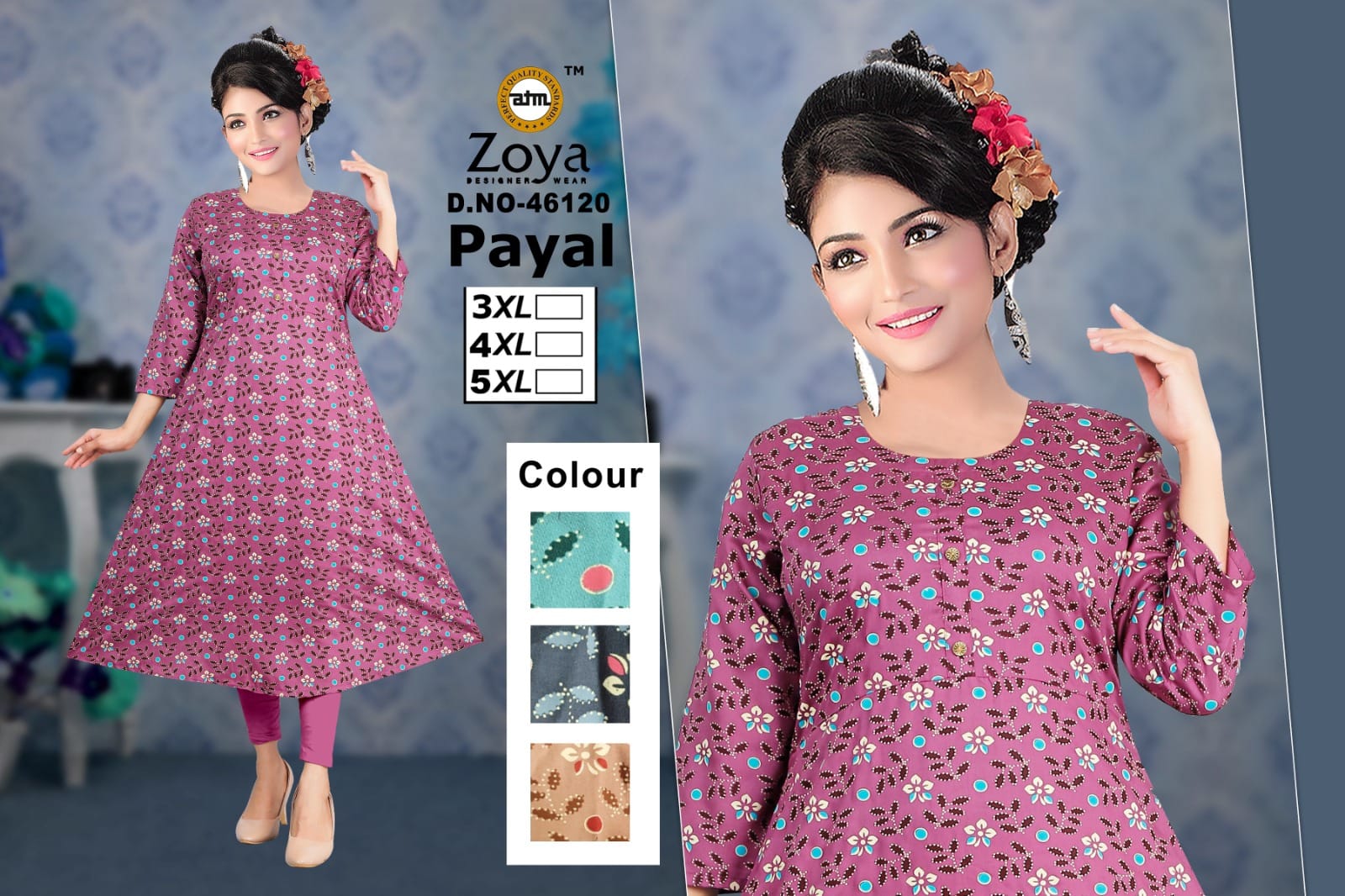 Payal Zoya Rayon Plus Size Kurtis Exporter Gujarat