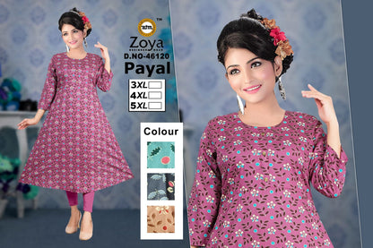 Payal Zoya Rayon Plus Size Kurtis Exporter Gujarat