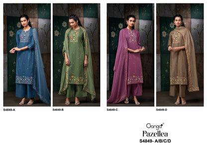 Pazellea S4849 Ganga Cotton Plazzo Style Suits Exporter India