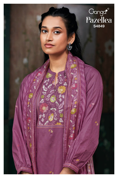 Pazellea S4849 Ganga Cotton Plazzo Style Suits Exporter India