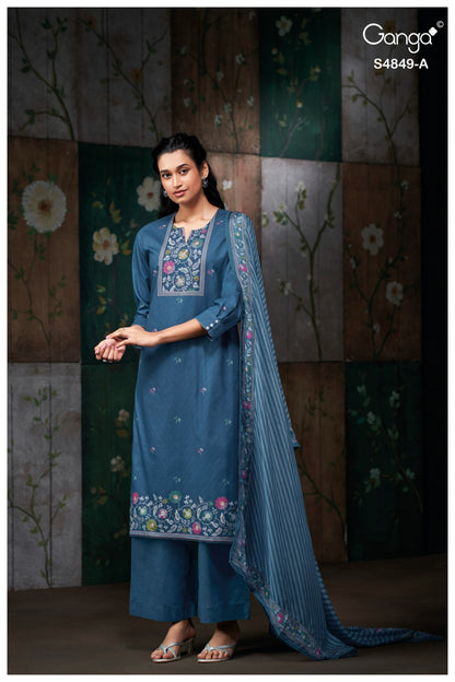 Pazellea S4849 Ganga Cotton Plazzo Style Suits Exporter India