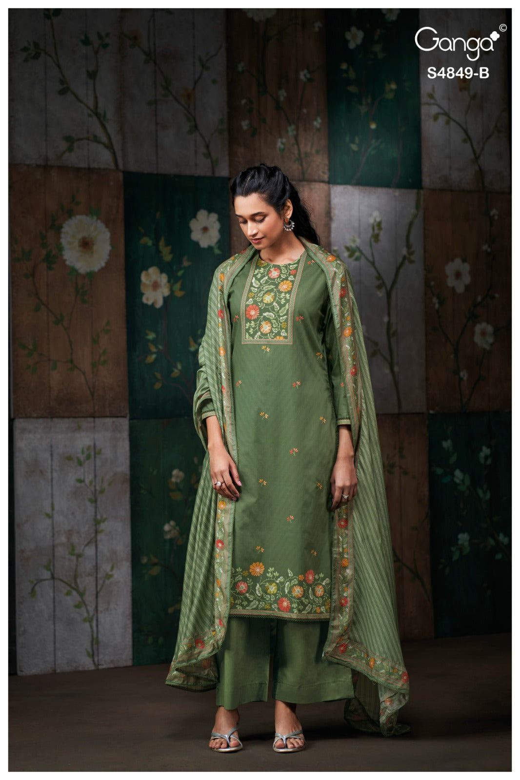 Pazellea S4849 Ganga Cotton Plazzo Style Suits Exporter India