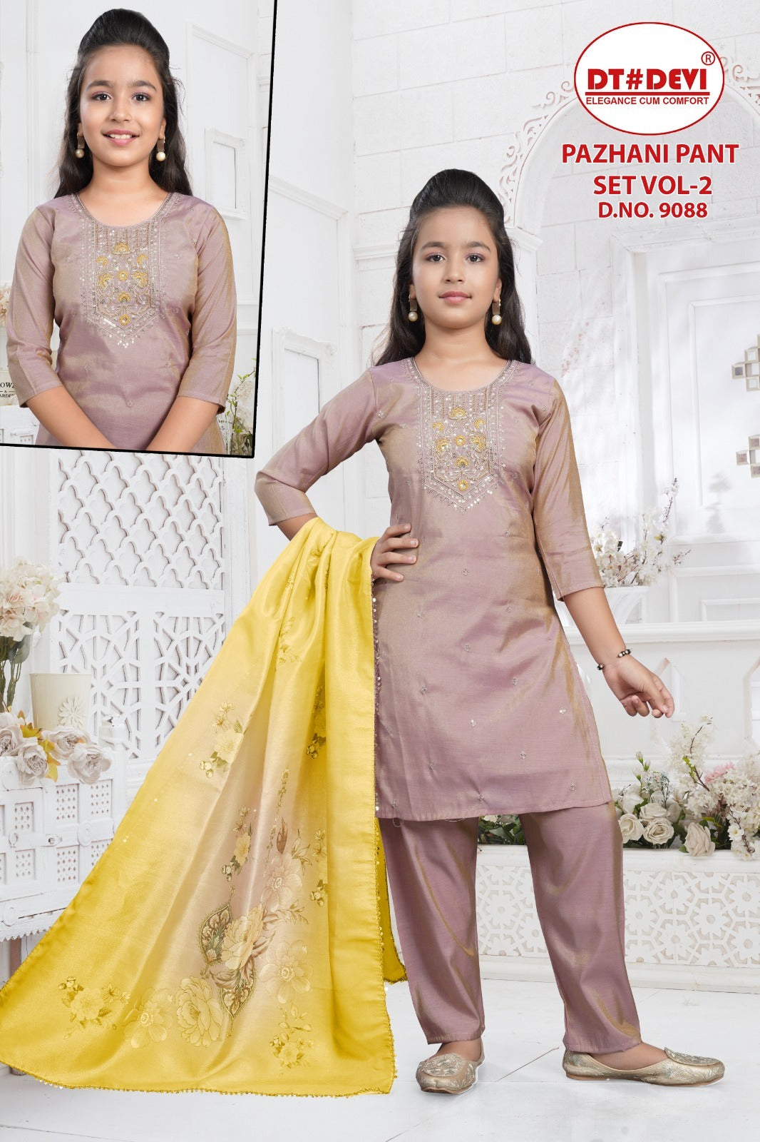 Pazhani Vol 2 Dn 9088 Dt Devi Roman Simmer Girls Readymade Pant Suits Exporter Gujarat