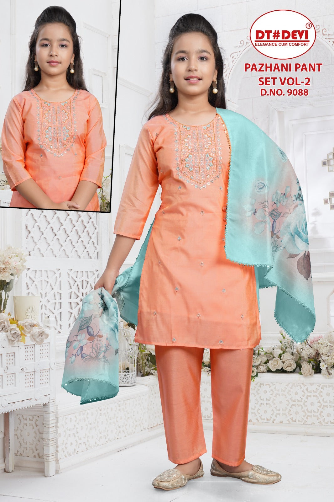 Pazhani Vol 2 Dn 9088 Dt Devi Roman Simmer Girls Readymade Pant Suits Exporter Gujarat