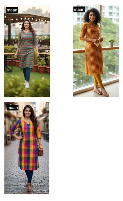 Pc Hansika Vol 1 Maan Handloom Long Straight Kurti Wholesaler Ahmedabad