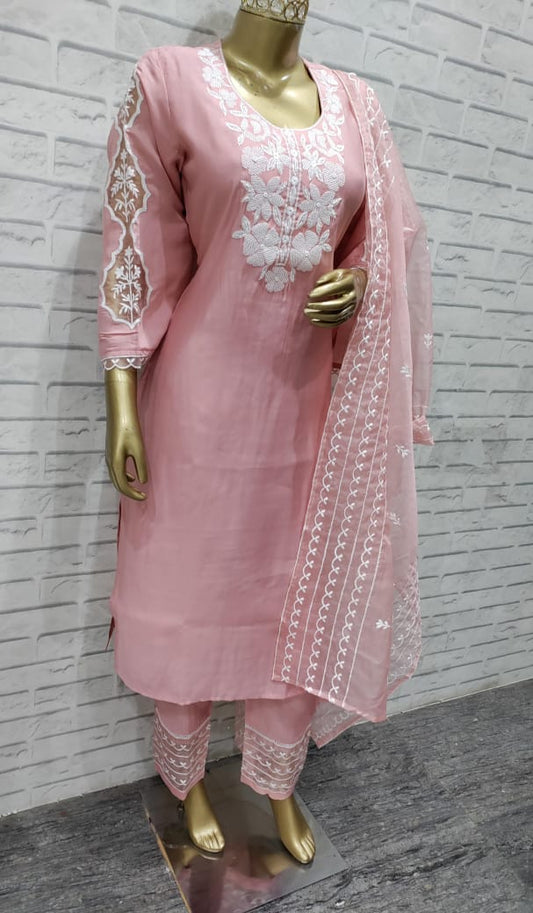Peach Amba Modal Readymade Pant Style Suits Wholesaler Ahmedabad