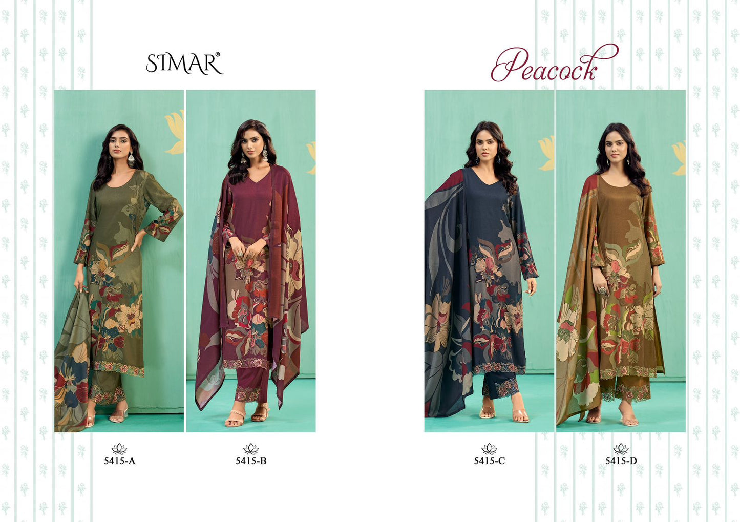 Peacock Simar Pashmina Suits Wholesale Rate
