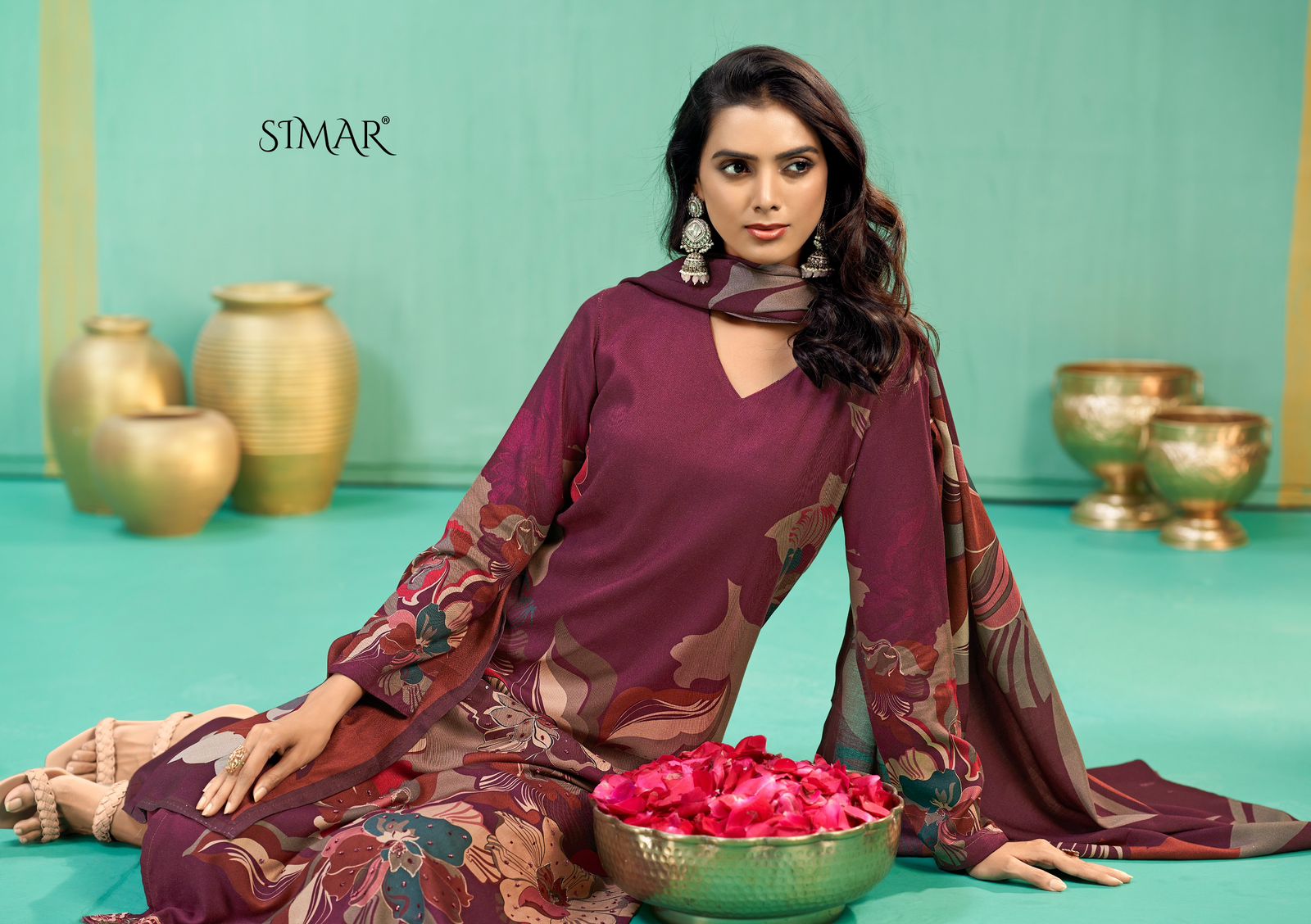 Peacock Simar Pashmina Suits Wholesale Rate