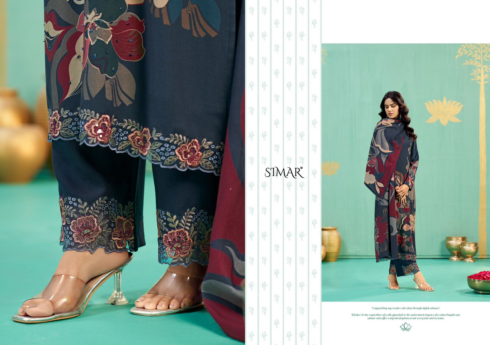 Peacock Simar Pashmina Suits Wholesale Rate