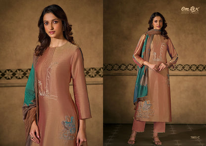Peacock Threads Omtex Silk Pant Style Suits Supplier India