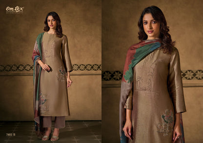 Peacock Threads Omtex Silk Pant Style Suits Supplier India