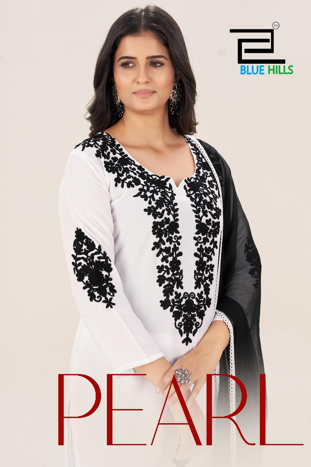 Pearl Black-White Blue Hills Rayon 14Kg Readymade Plazzo Style Suits Manufacturer
