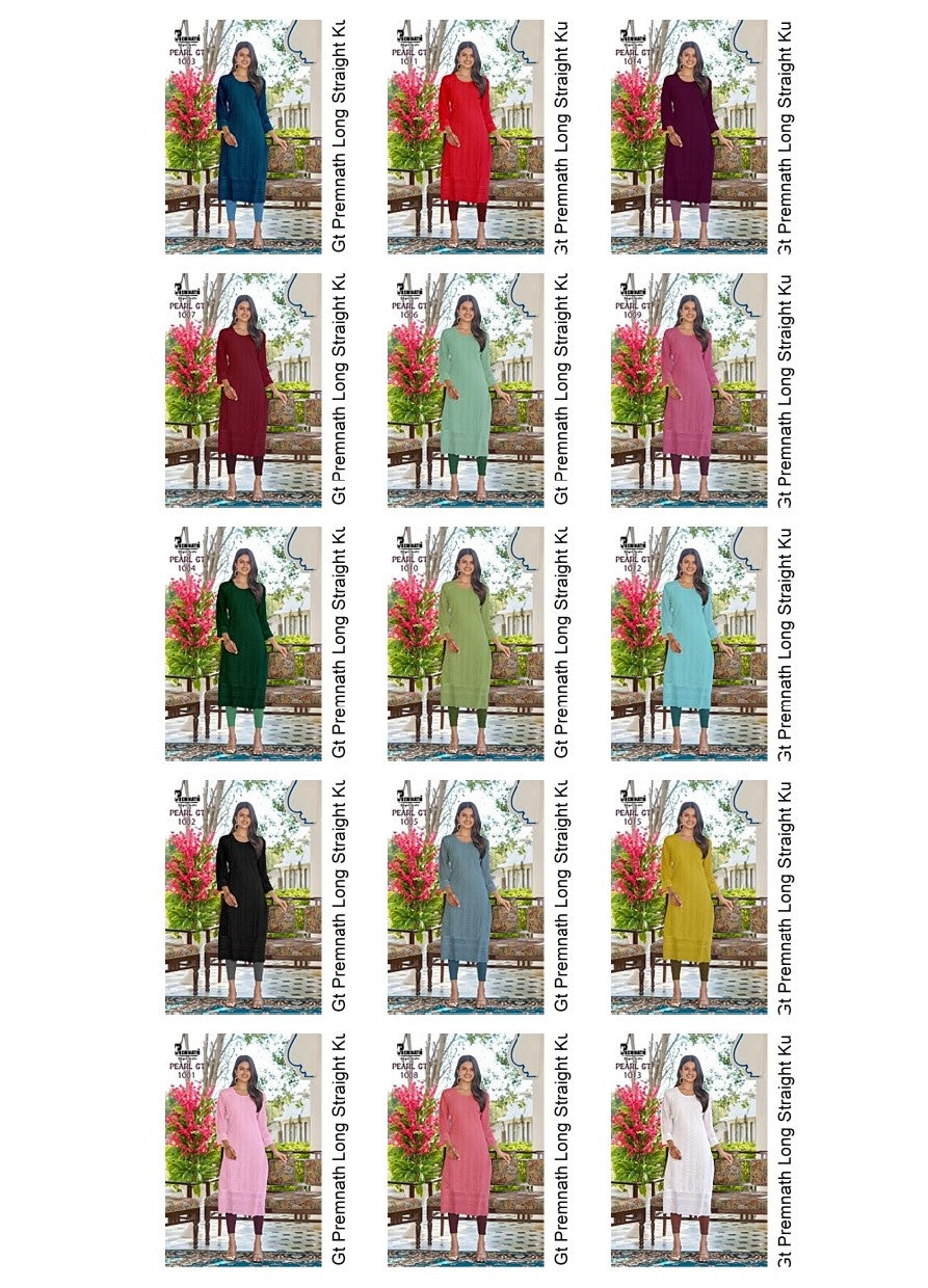 Pearl Gt Premnath Georgette Long Straight Kurti Manufacturer India