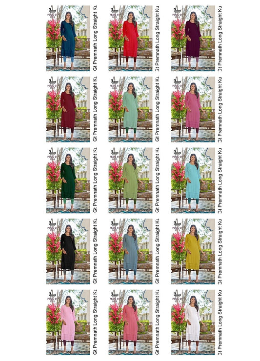 Pearl Gt Premnath Georgette Long Straight Kurti Manufacturer India