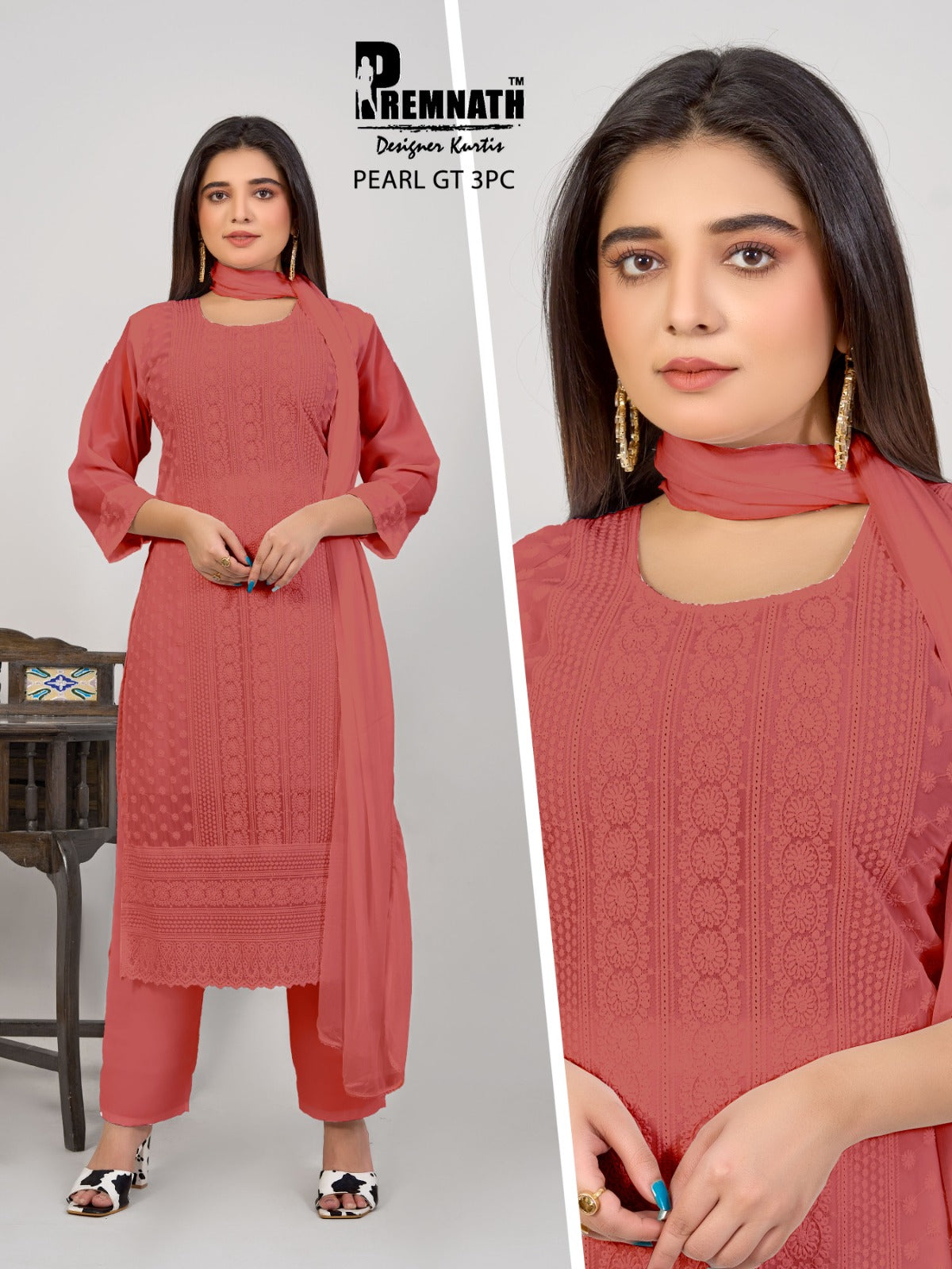 Pearl Gt Premnath Georgette Readymade Pant Style Suits Wholesale