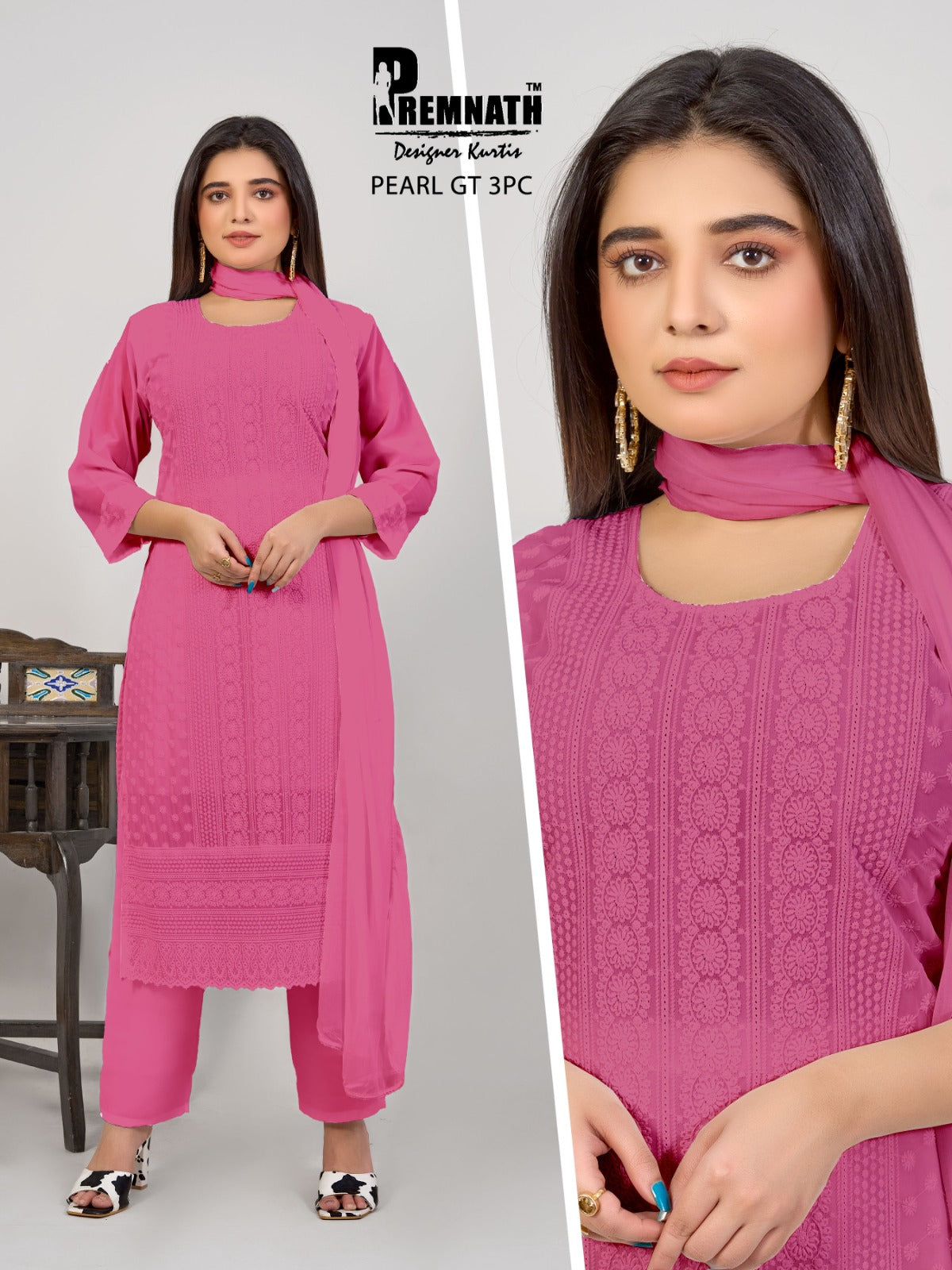 Pearl Gt Premnath Georgette Readymade Pant Style Suits Wholesale