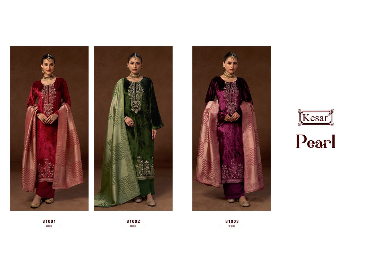 Pearl Kesar Viscose Velvet Suits Manufacturer