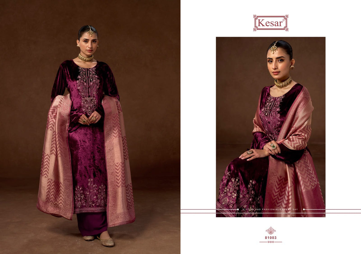 Pearl Kesar Viscose Velvet Suits Manufacturer