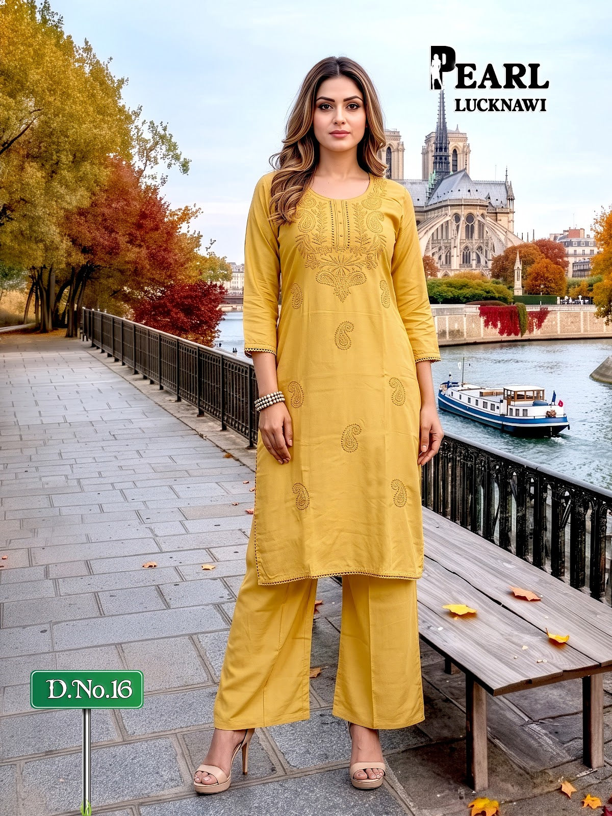 Pearl Lucknawi Prmnt Rayon Cotton Kurti Plazzo Set Manufacturer India