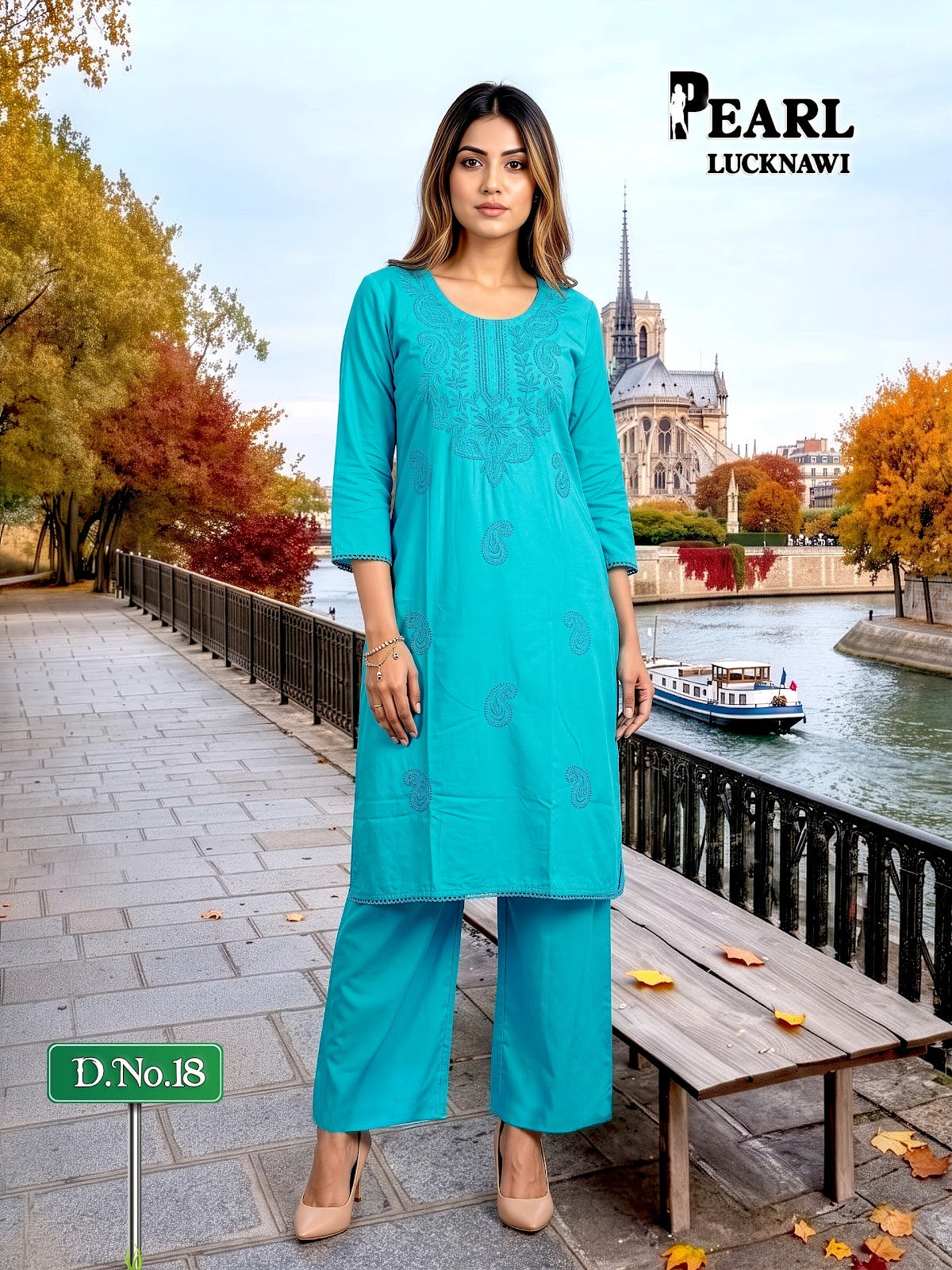 Pearl Lucknawi Prmnt Rayon Cotton Kurti Plazzo Set Manufacturer India