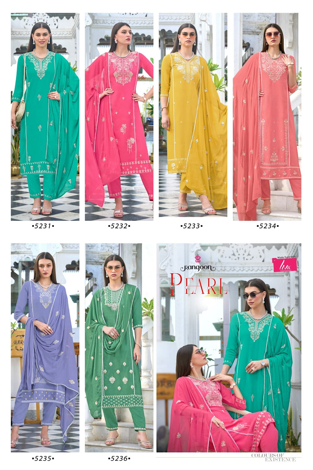 Pearl Rangoon Viscose Rayon Readymade Pant Style Suits Exporter India