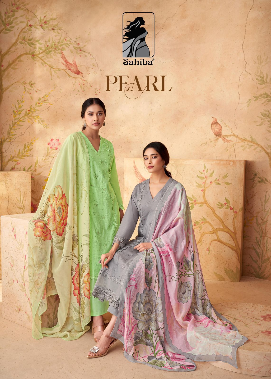Pearl Sahiba Cotton Lawn Plazzo Style Suits Wholesale Kavya Style Plus