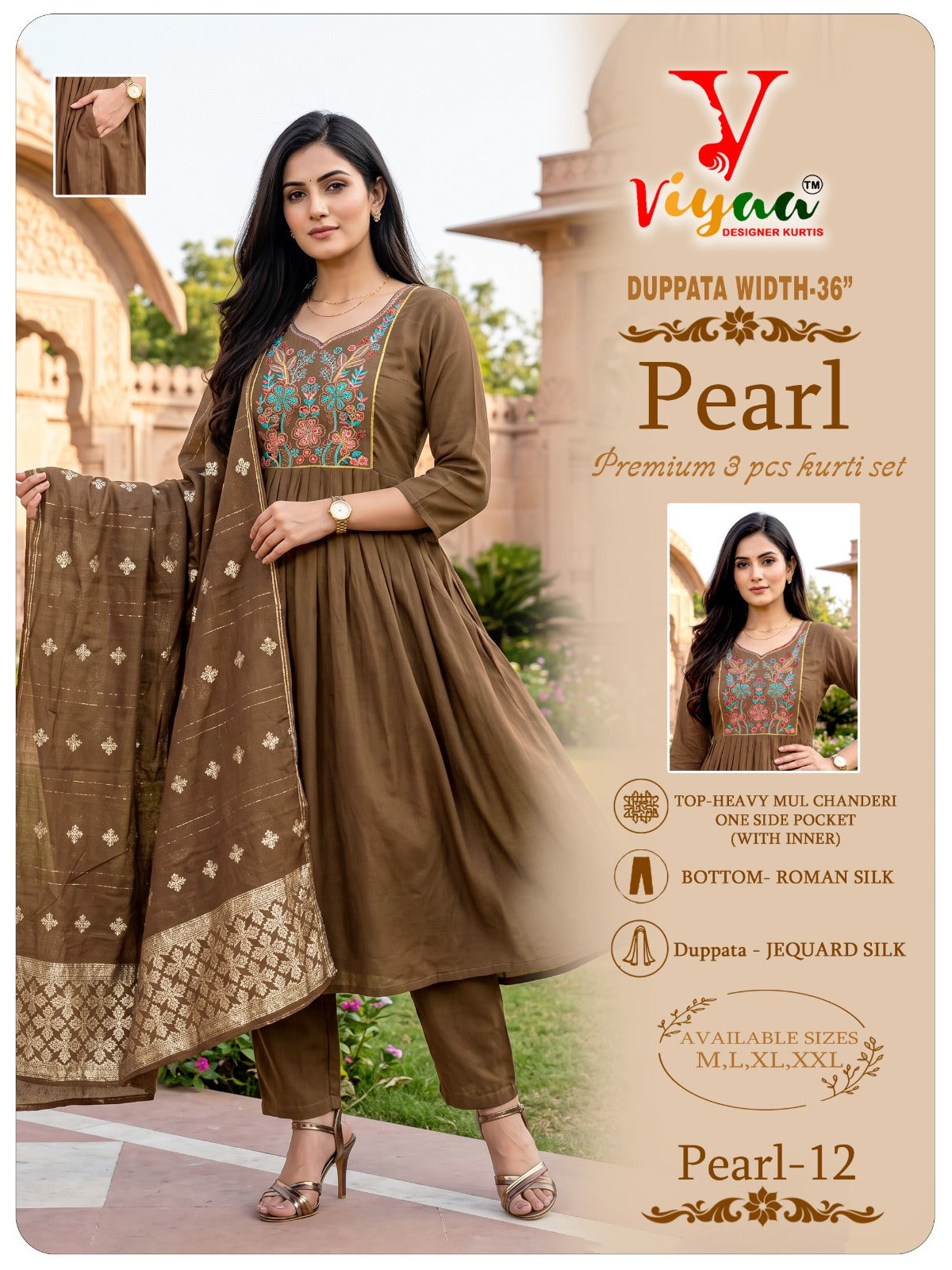 Pearl Viyaa Chanderi Readymade Anarkali Suits Supplier India
