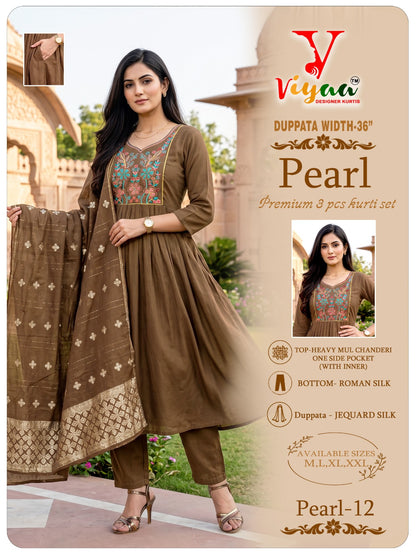 Pearl Viyaa Chanderi Readymade Anarkali Suits Supplier India