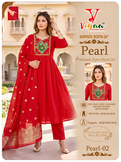 Pearl Viyaa Chanderi Readymade Anarkali Suits Supplier India