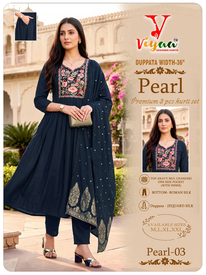Pearl Viyaa Chanderi Readymade Anarkali Suits Supplier India