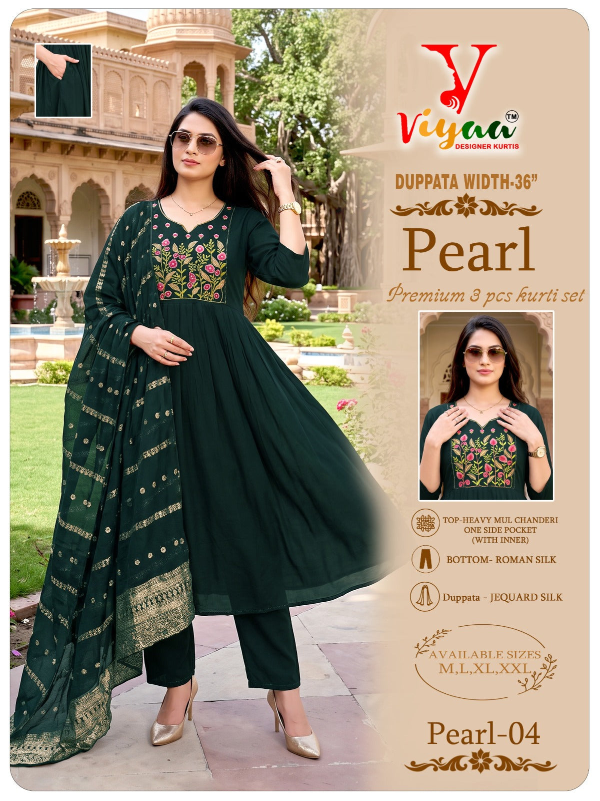 Pearl Viyaa Chanderi Readymade Anarkali Suits Supplier India