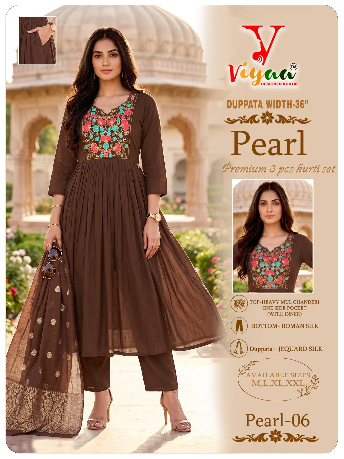 Pearl Viyaa Chanderi Readymade Anarkali Suits Supplier India