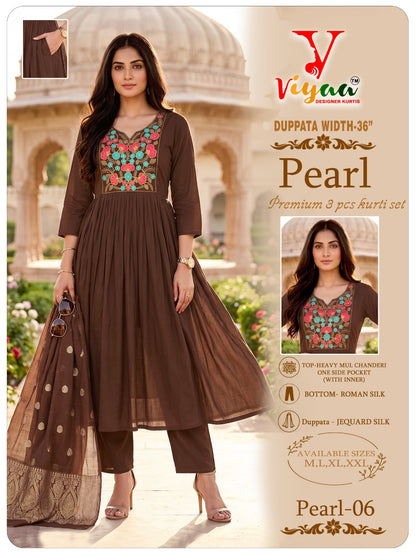 Pearl Viyaa Chanderi Readymade Anarkali Suits Supplier India