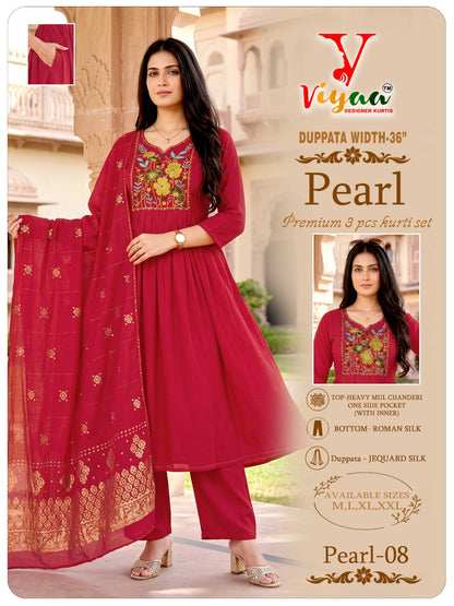 Pearl Viyaa Chanderi Readymade Anarkali Suits Supplier India