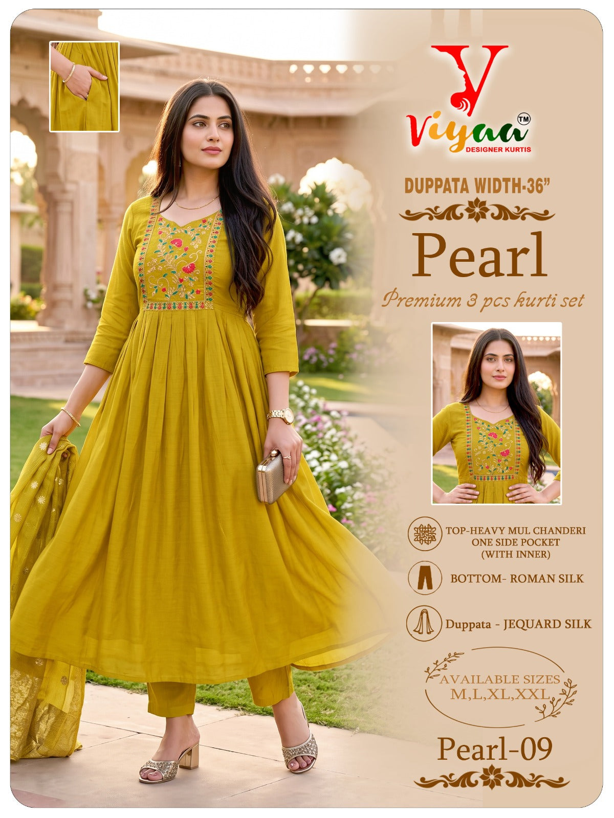 Pearl Viyaa Chanderi Readymade Anarkali Suits Supplier India
