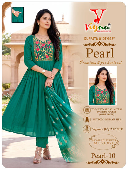 Pearl Viyaa Chanderi Readymade Anarkali Suits Supplier India