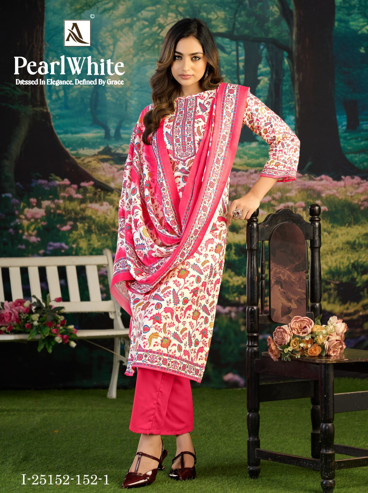 Pearl White Alok Viscose Pashmina Suits Wholesaler