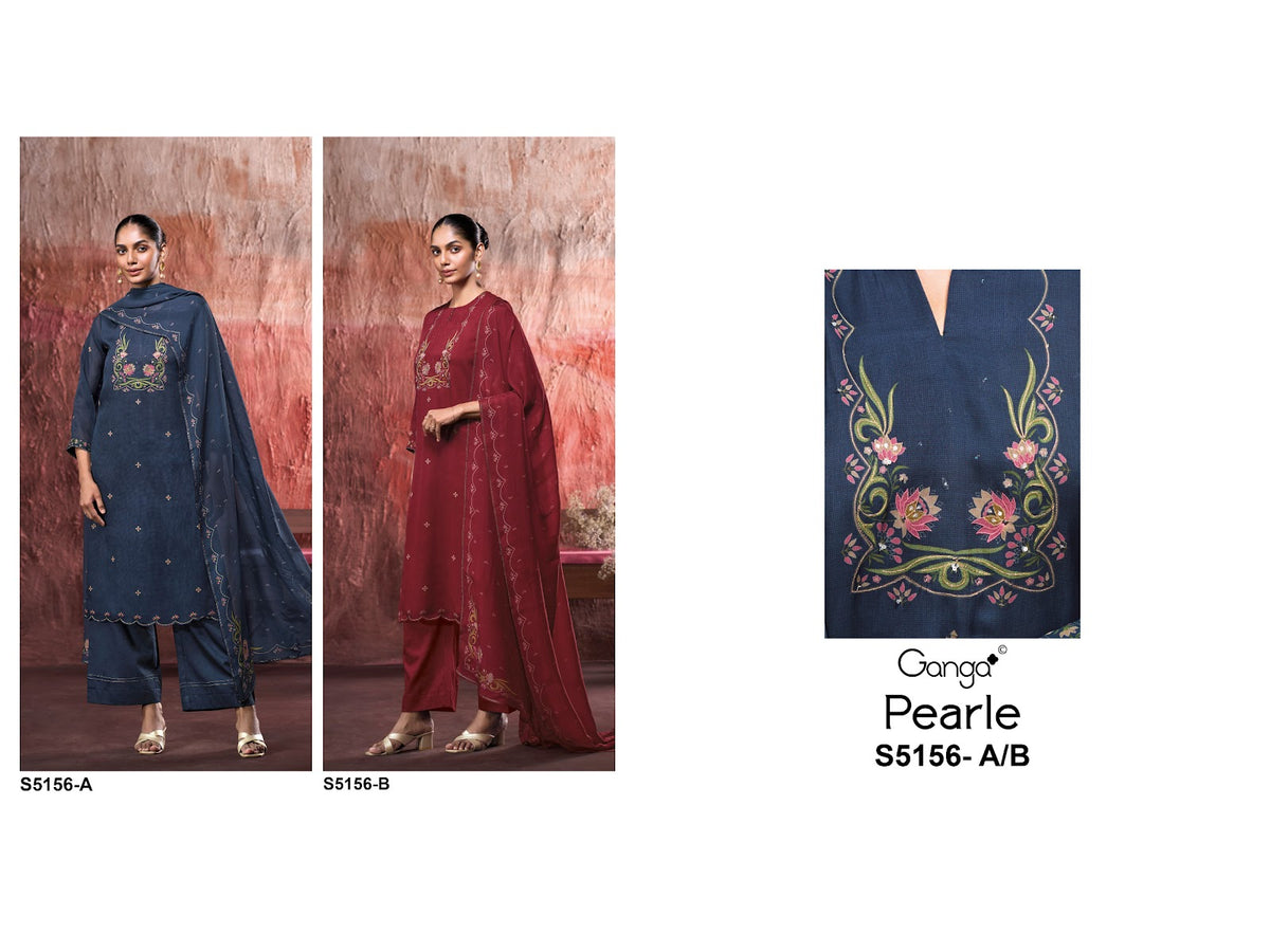 Pearle S5156 Ganga Silk Satin Pant Style Suits Supplier Ahmedabad