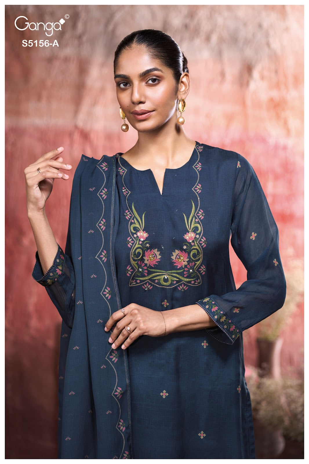 Pearle S5156 Ganga Silk Satin Pant Style Suits Supplier Ahmedabad