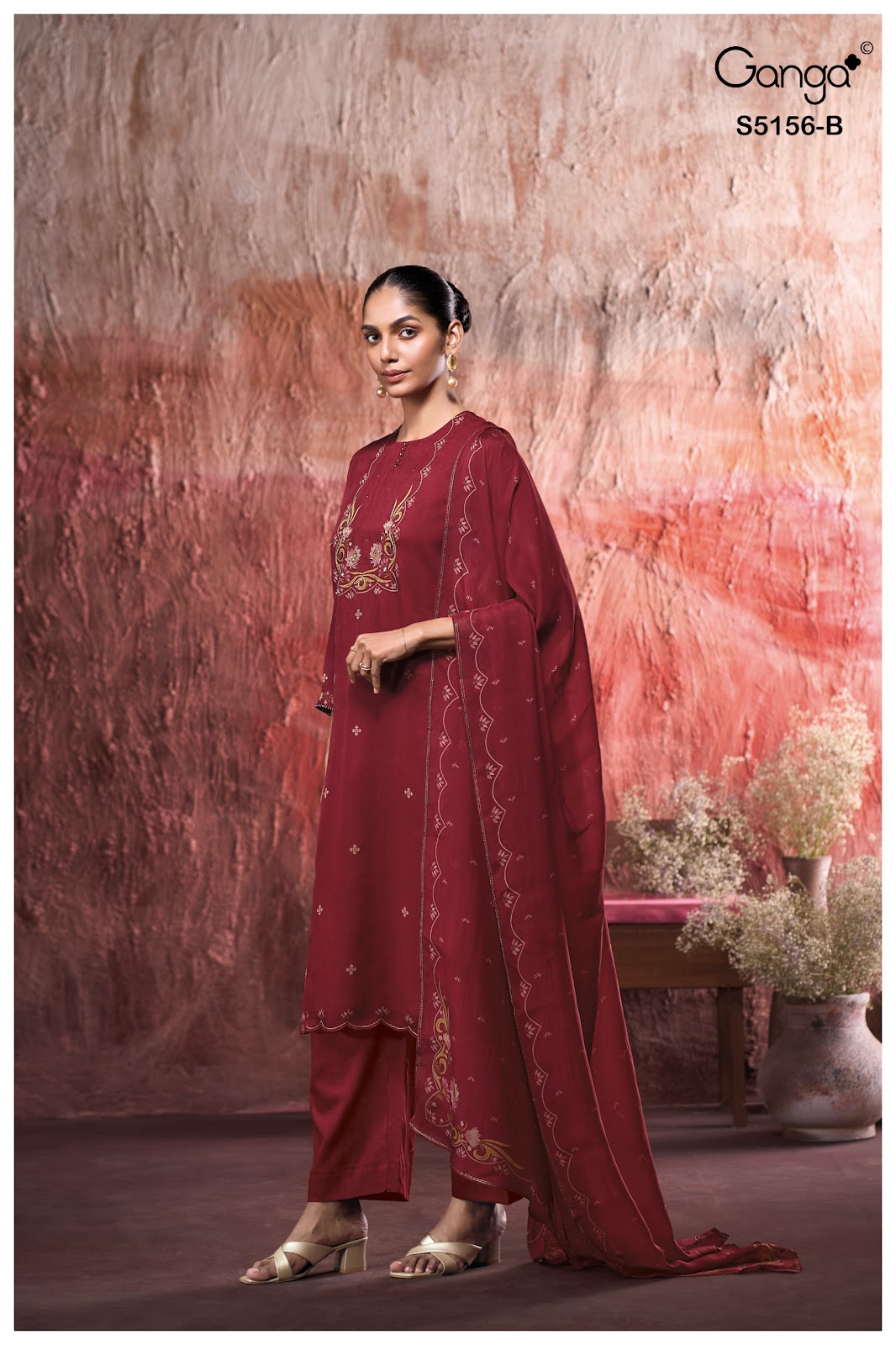 Pearle S5156 Ganga Silk Satin Pant Style Suits Supplier Ahmedabad